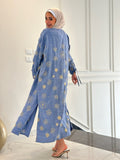 Golden Embroidered Kaftan In Baby Blue( item Can’t be Open, Refund or Exchange )