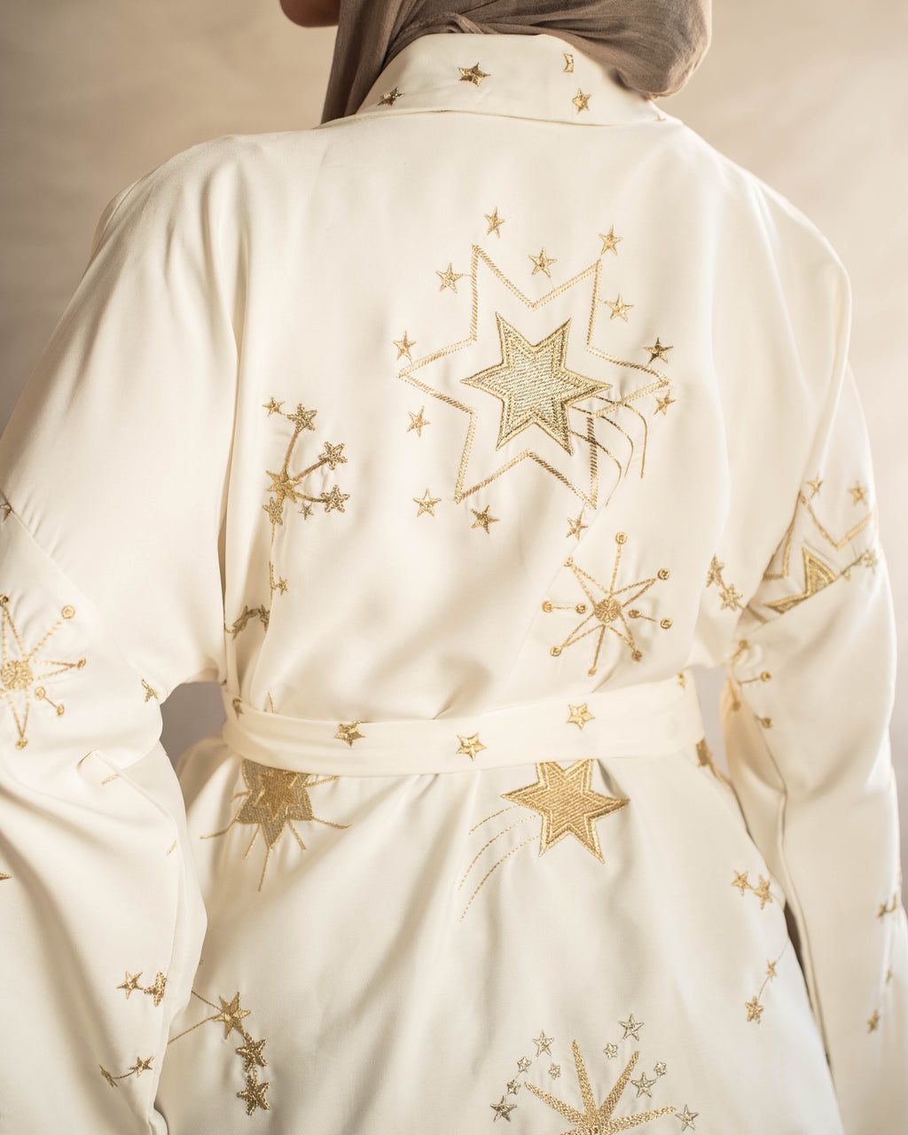The Midnight Galaxy Embroidered in White ( order takes 10 days )