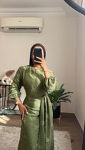 Shams Embroidered Dress in Olive