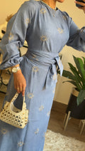 Shams Embroidered Dress in Baby Blue