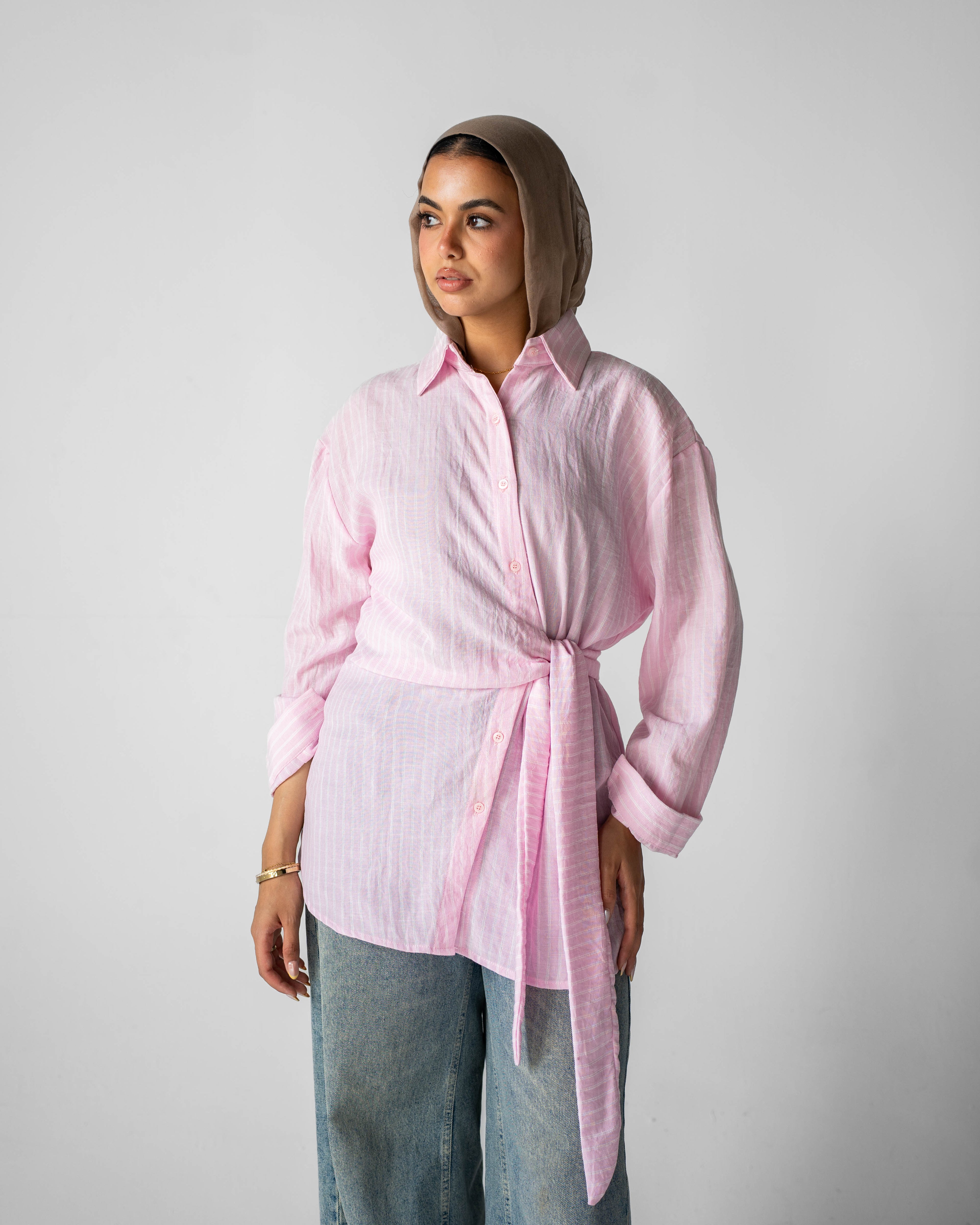 ‏ Luna Wrap Shirt - Dusty Rose