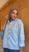 The Boss flora Embroidered shirt - Sky gold