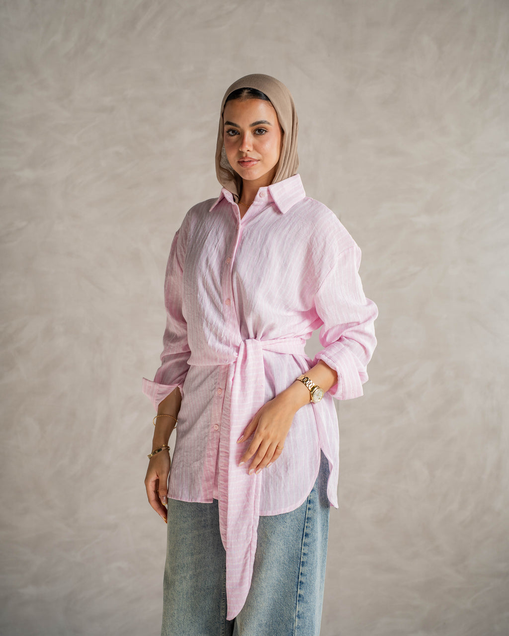 ‏ Luna Wrap Shirt - Dusty Rose