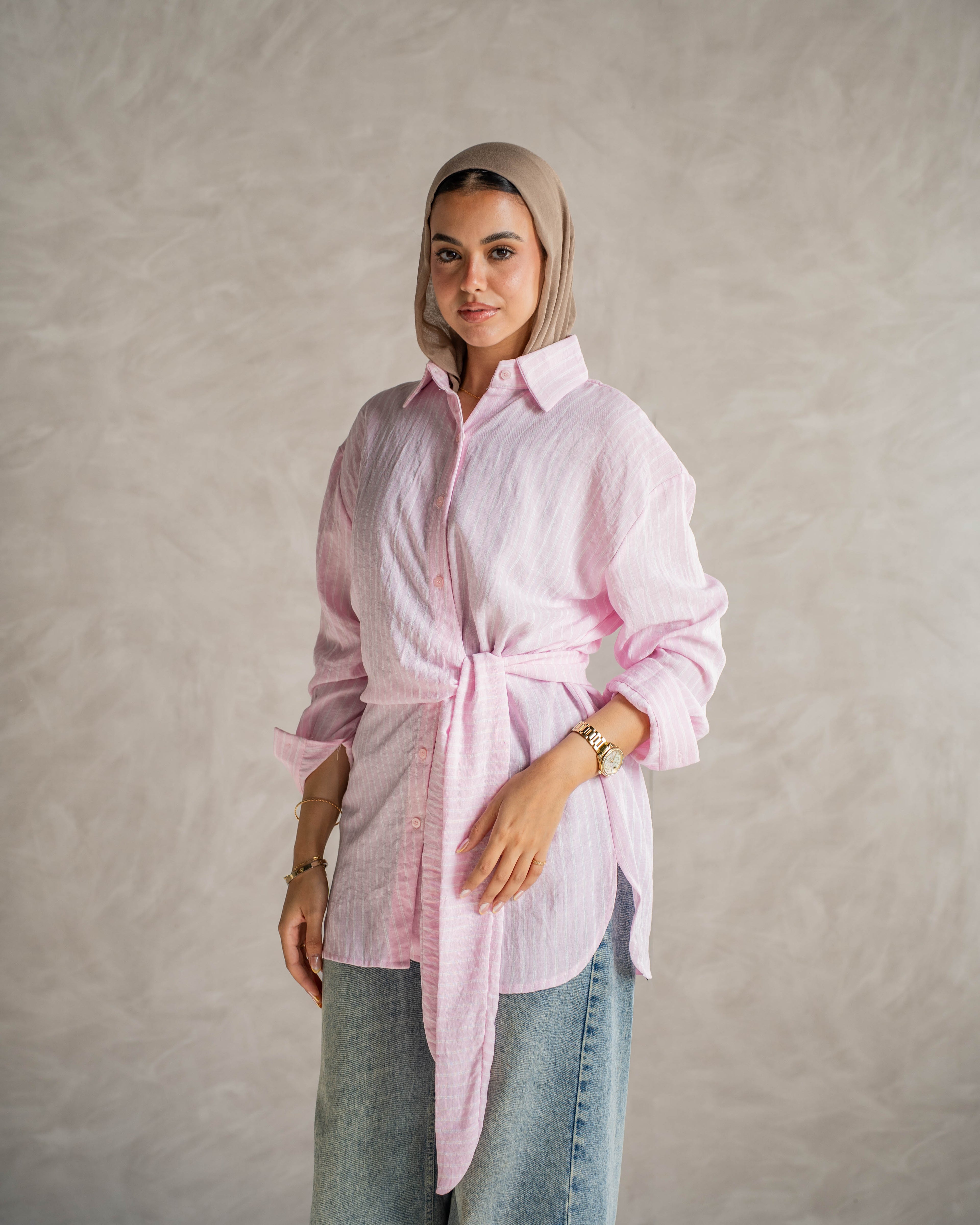 ‏ Luna Wrap Shirt - Dusty Rose
