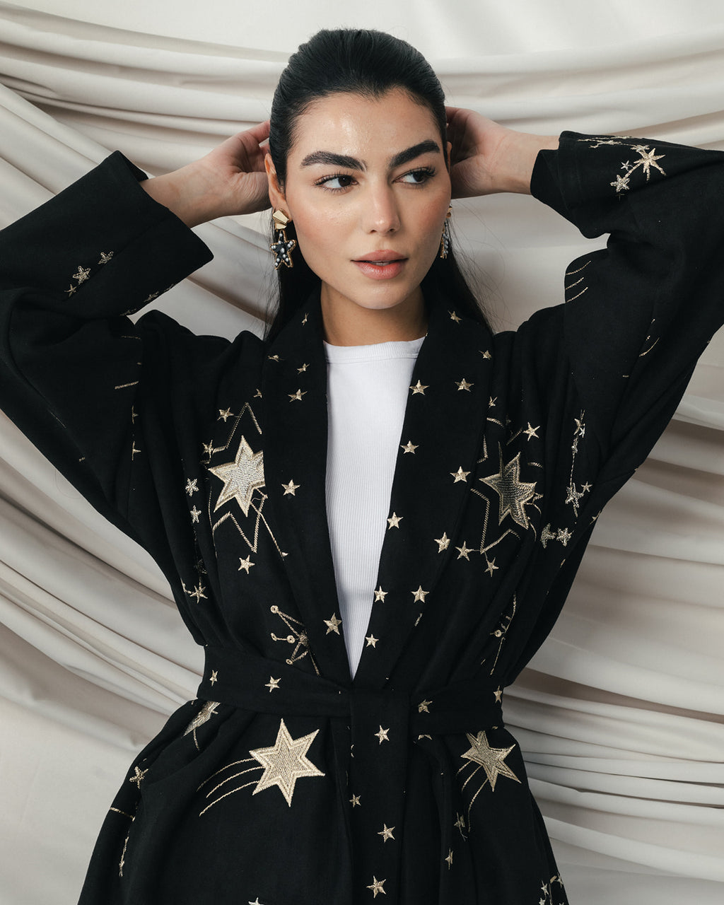 The Midnight Galaxy Embroidered Wrap Jacket