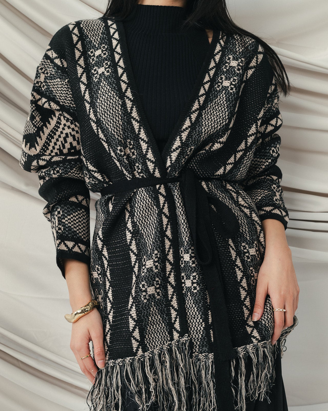 Metallic Boho Fringe Cardigan