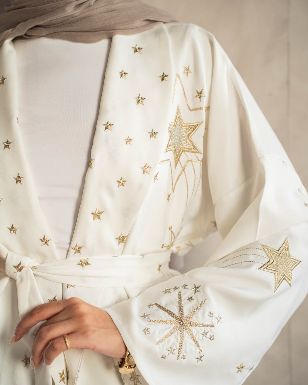 The Midnight Galaxy Embroidered in White ( order takes 10 days )