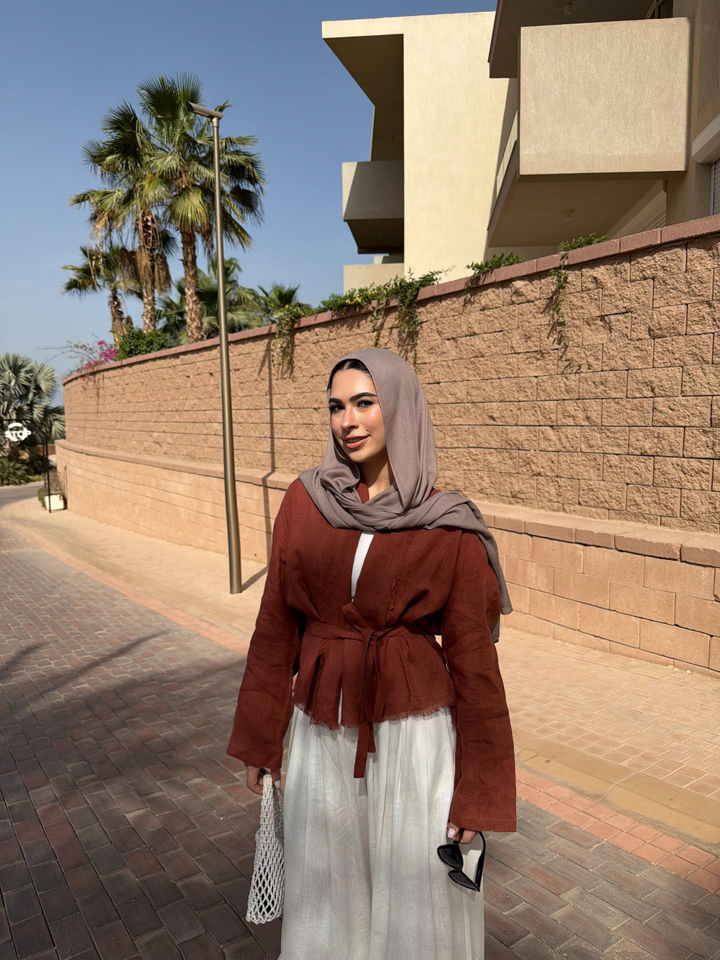 Linen muse mid Kimono - Terracotta Orange