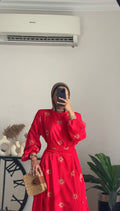 Shams Embroidered Dress in Red
