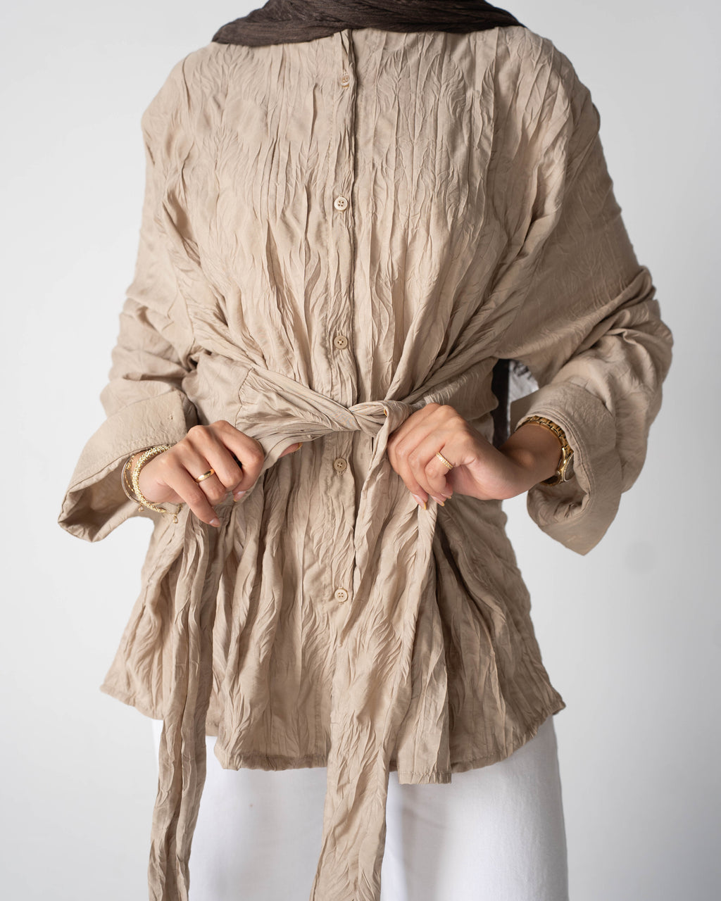 Ruby warp  shirt in Beige