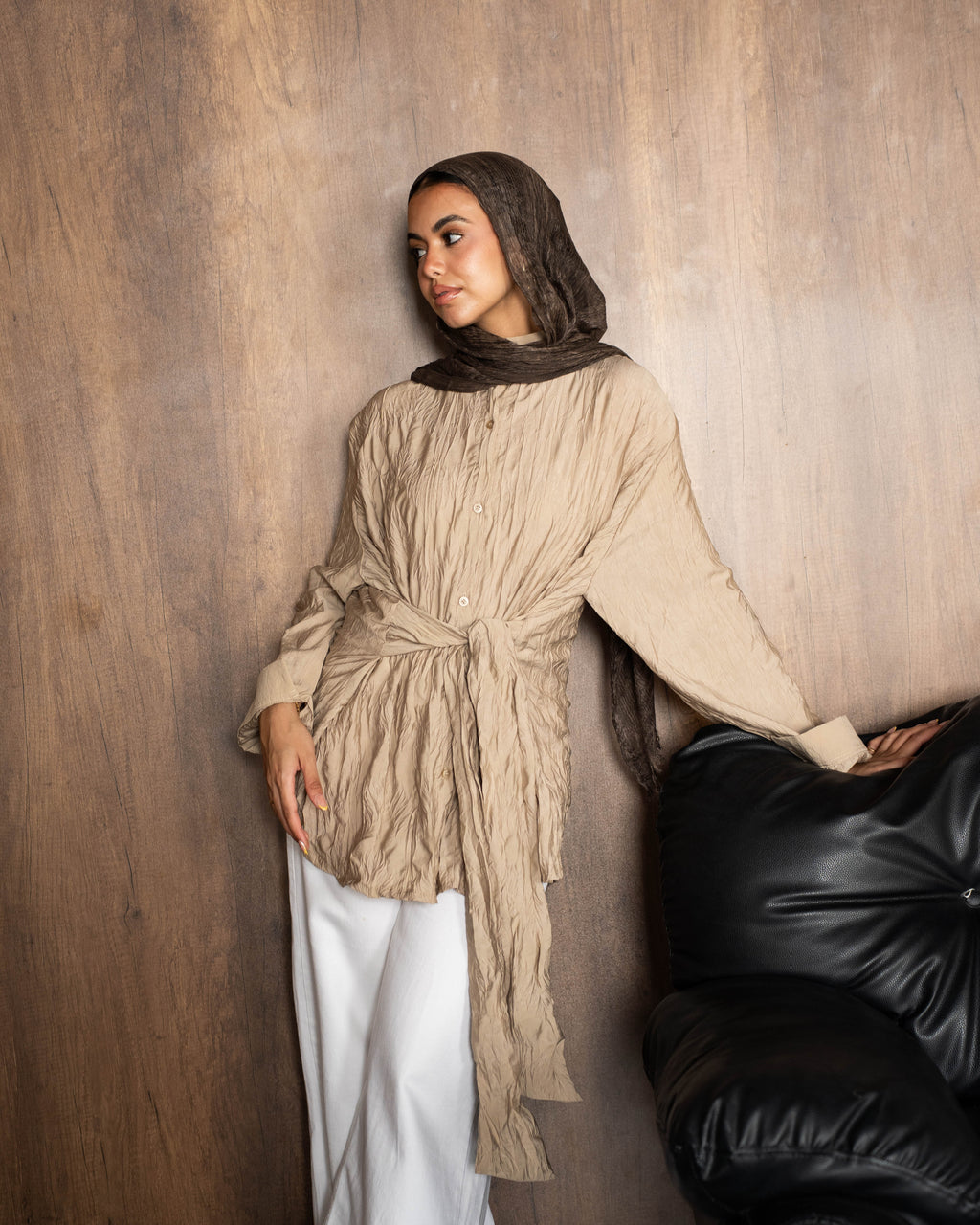 Ruby Wrap Shirt in Beige
