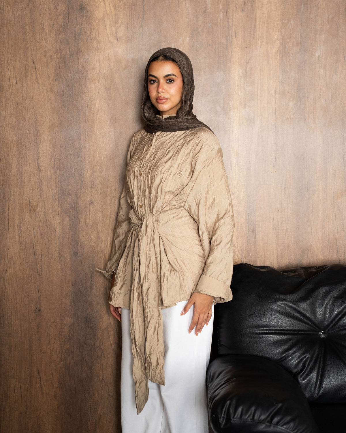 Ruby Wrap Shirt in Beige