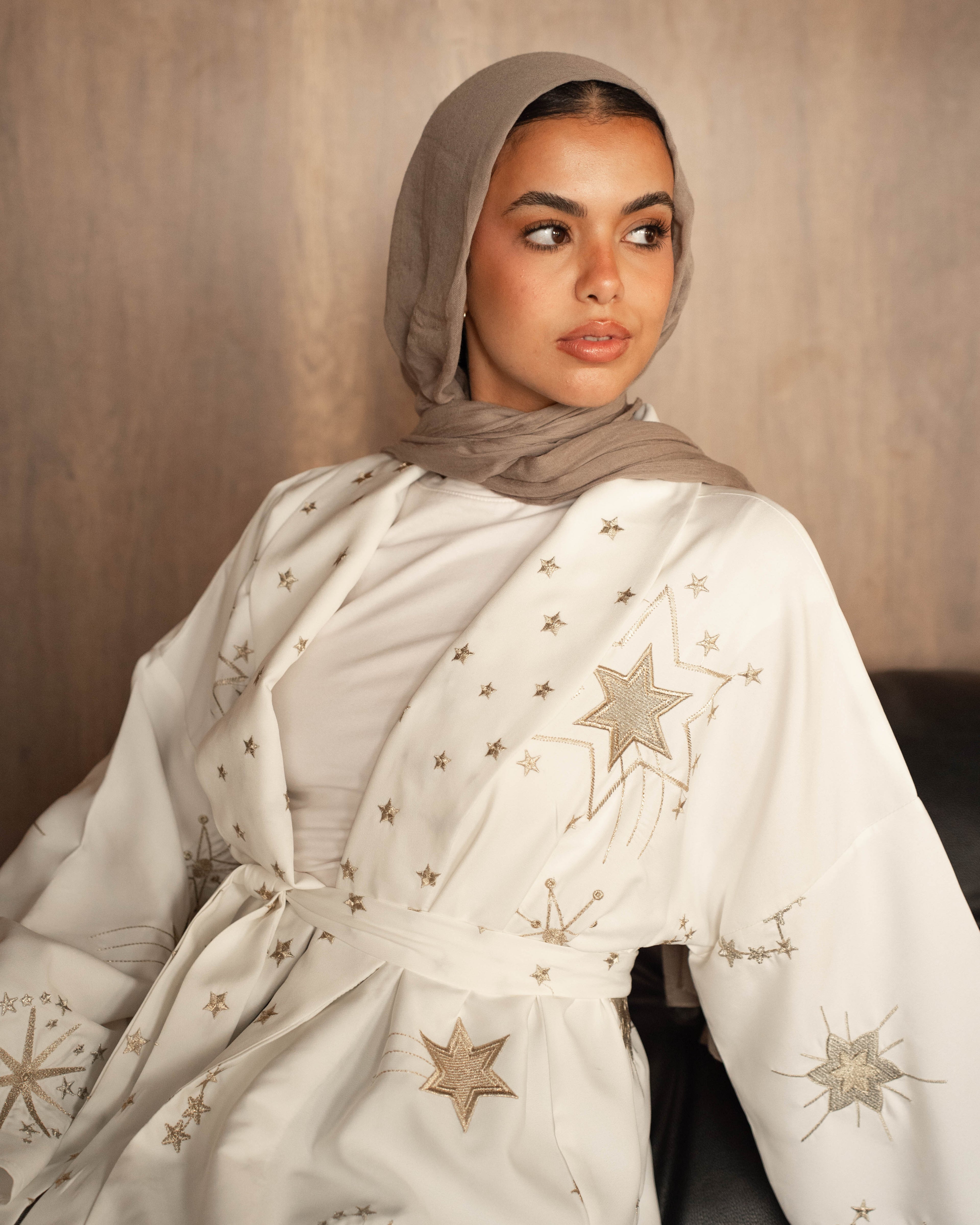 The Midnight Galaxy Embroidered in White ( order takes 10 days )