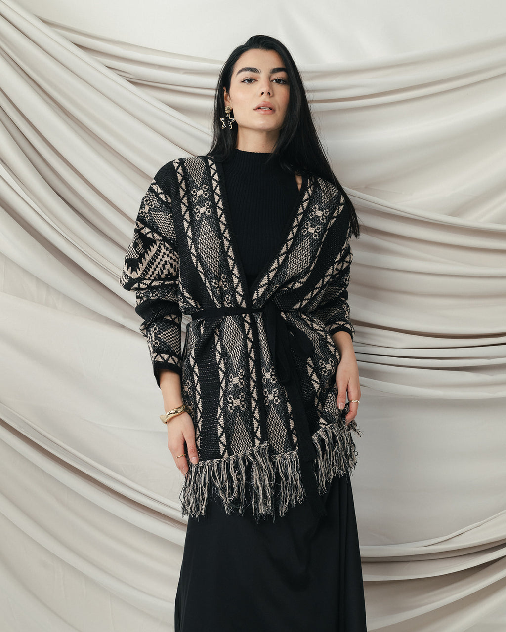 Metallic Boho Fringe Cardigan