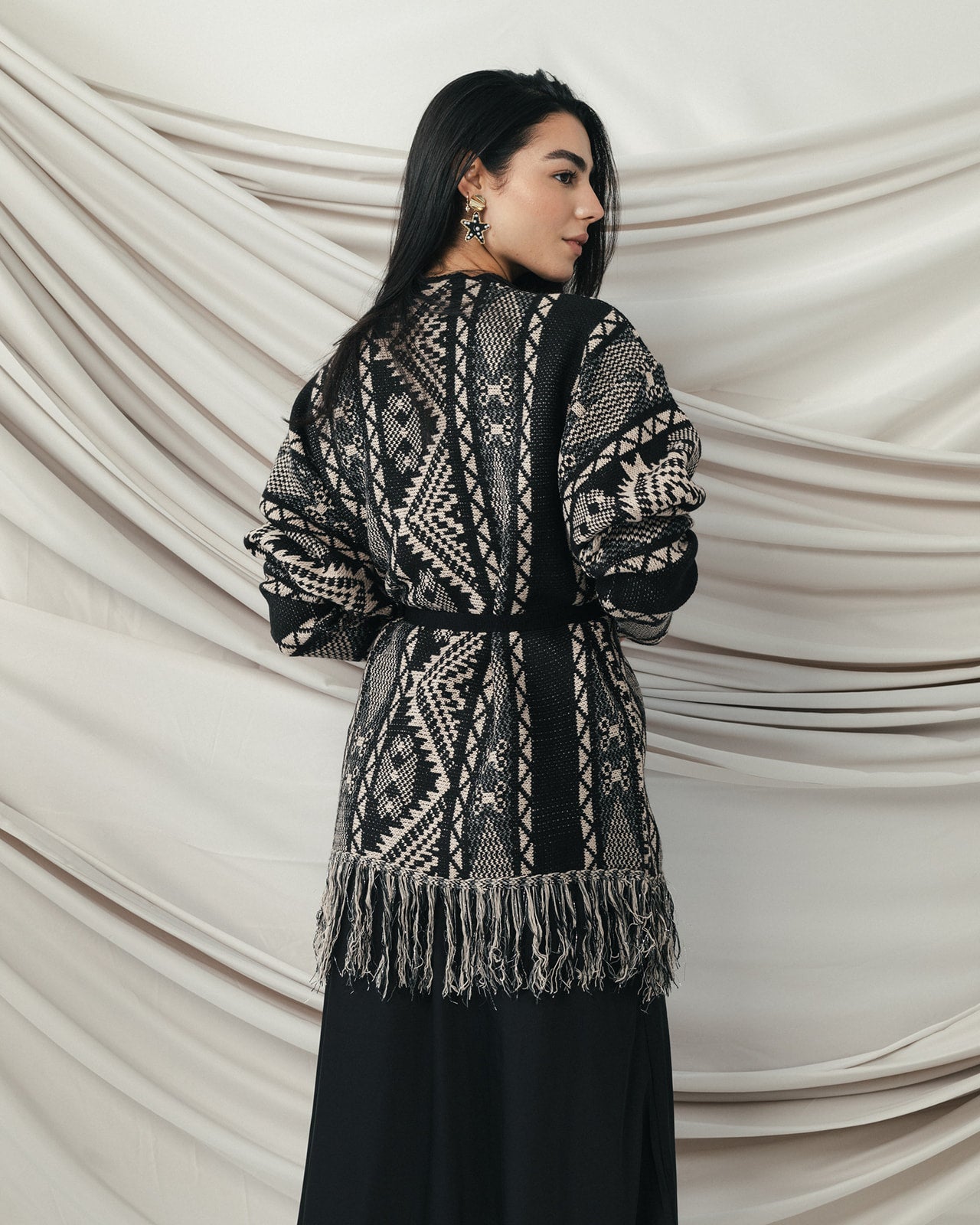 Metallic Boho Fringe Cardigan