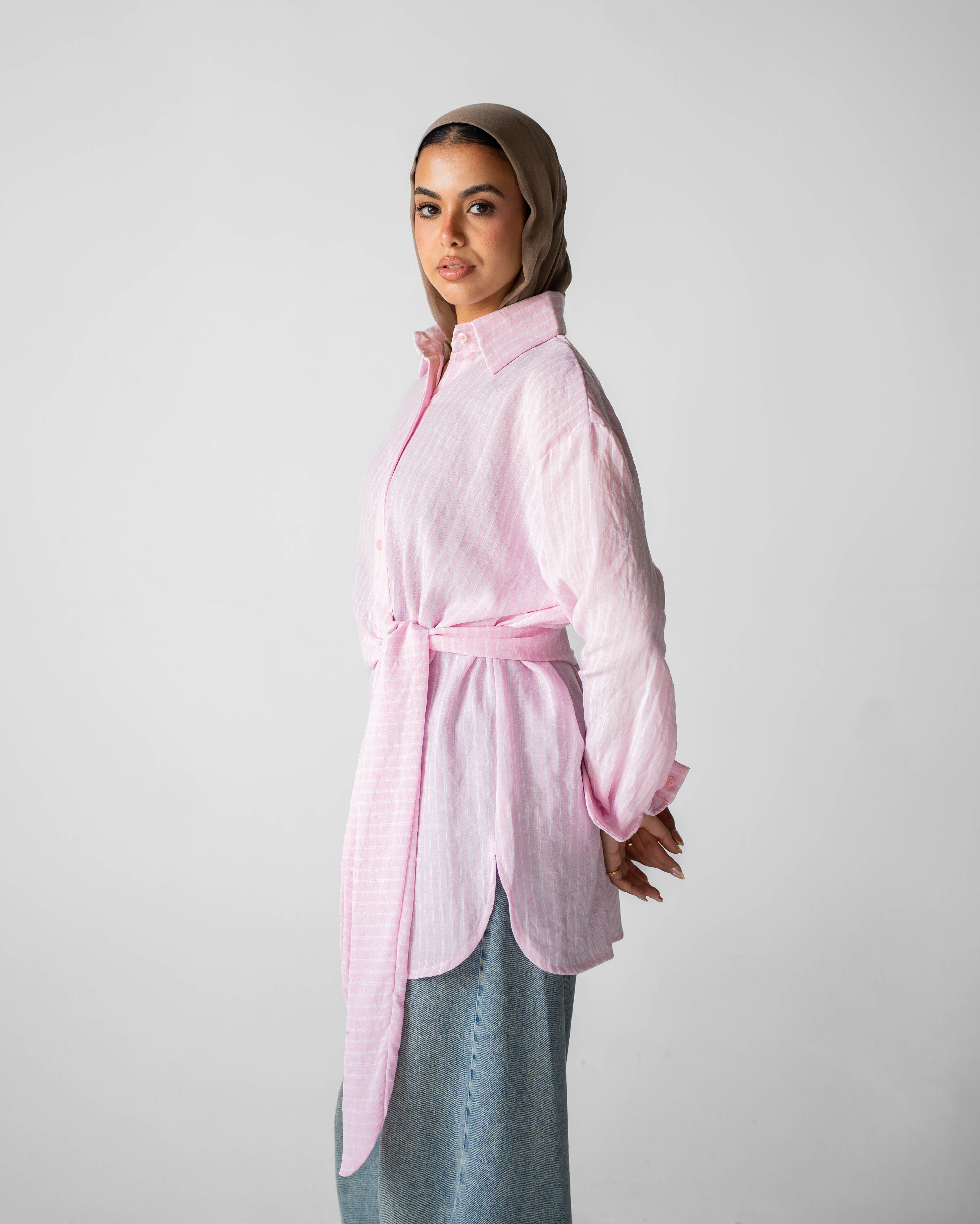 ‏ Luna Wrap Shirt - Dusty Rose
