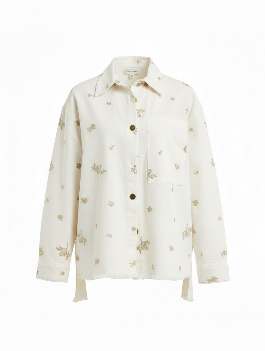 The Boss flora Embroidered shirt - white gold