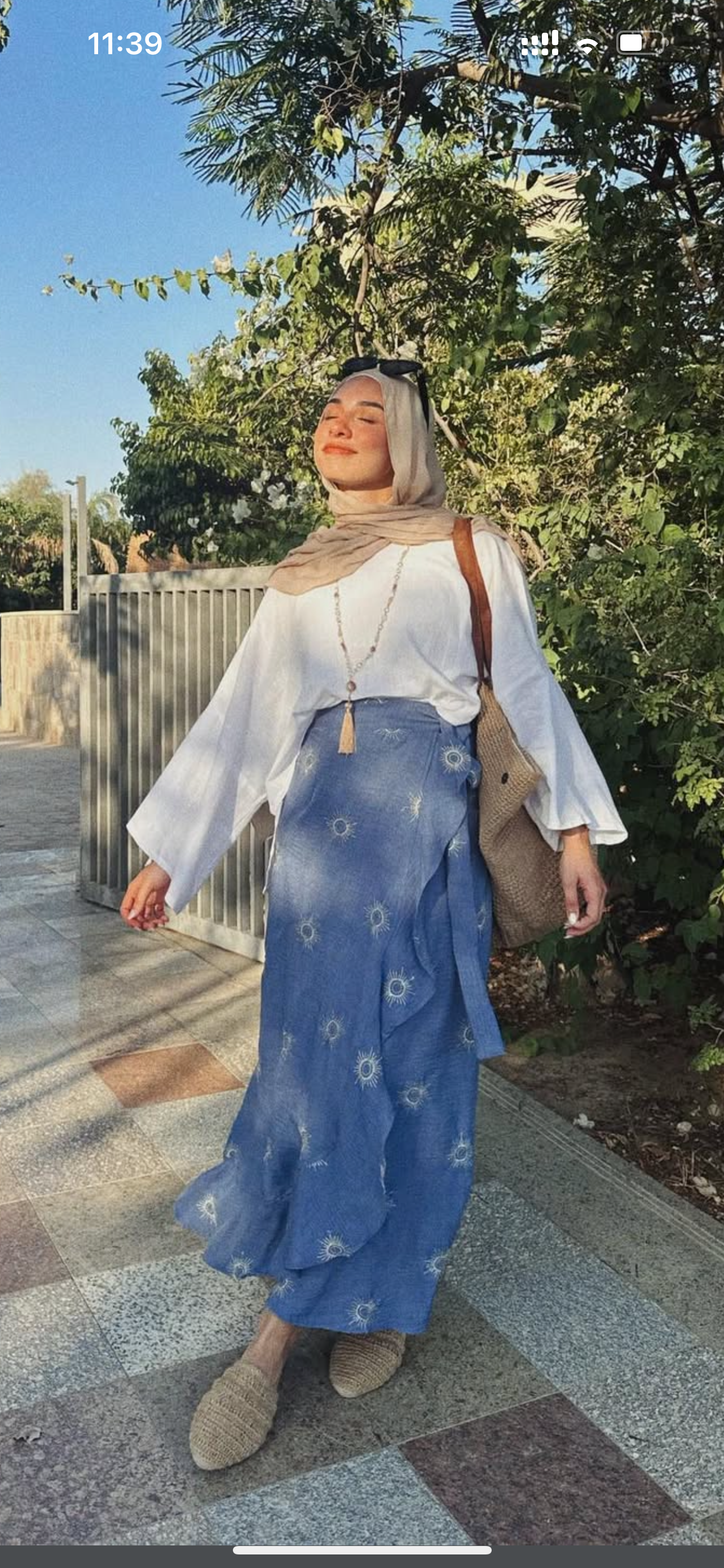 Shams Embroidery skirt  - Baby Blue