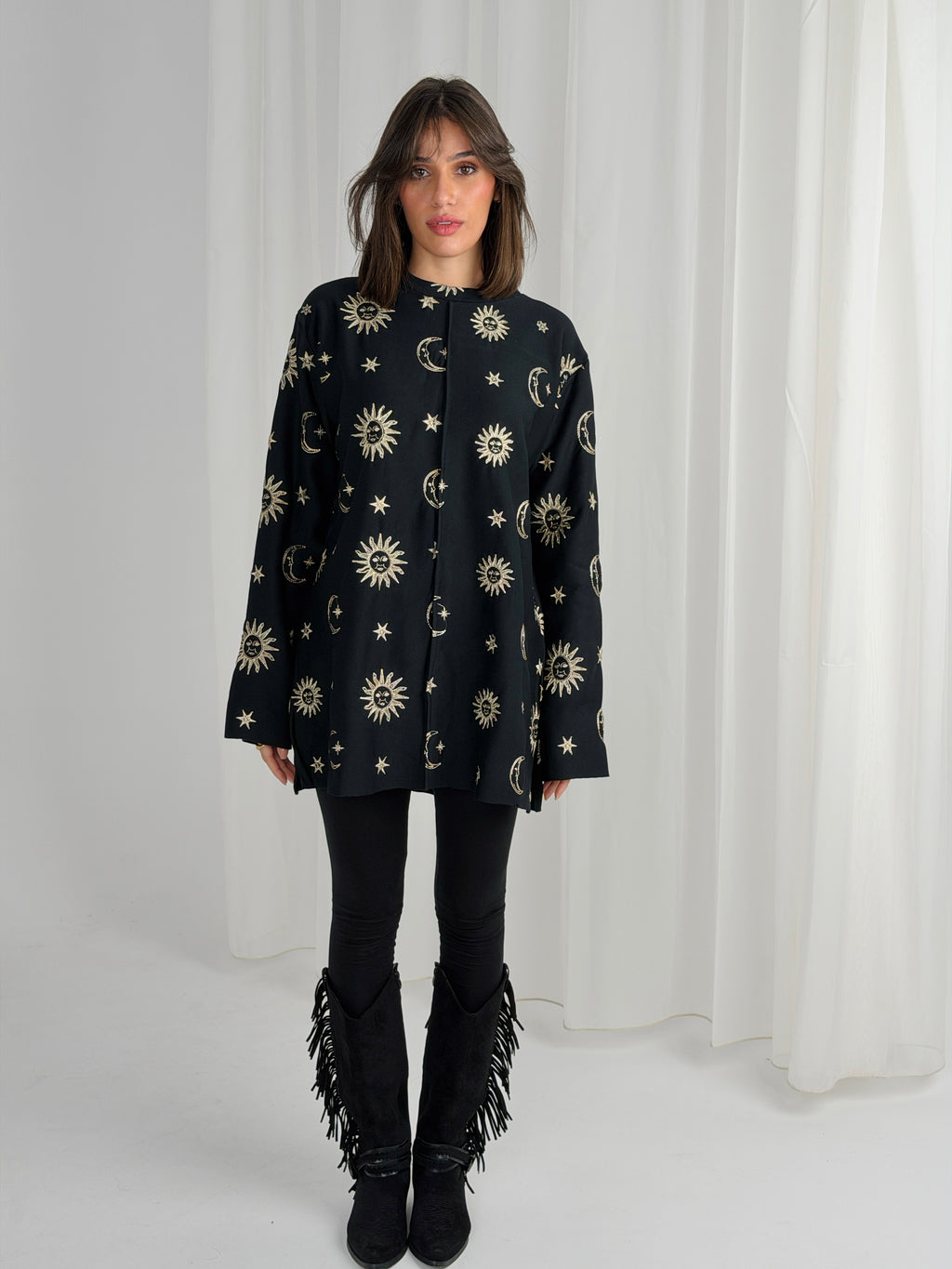 Athena Embroidered Sweater - Black