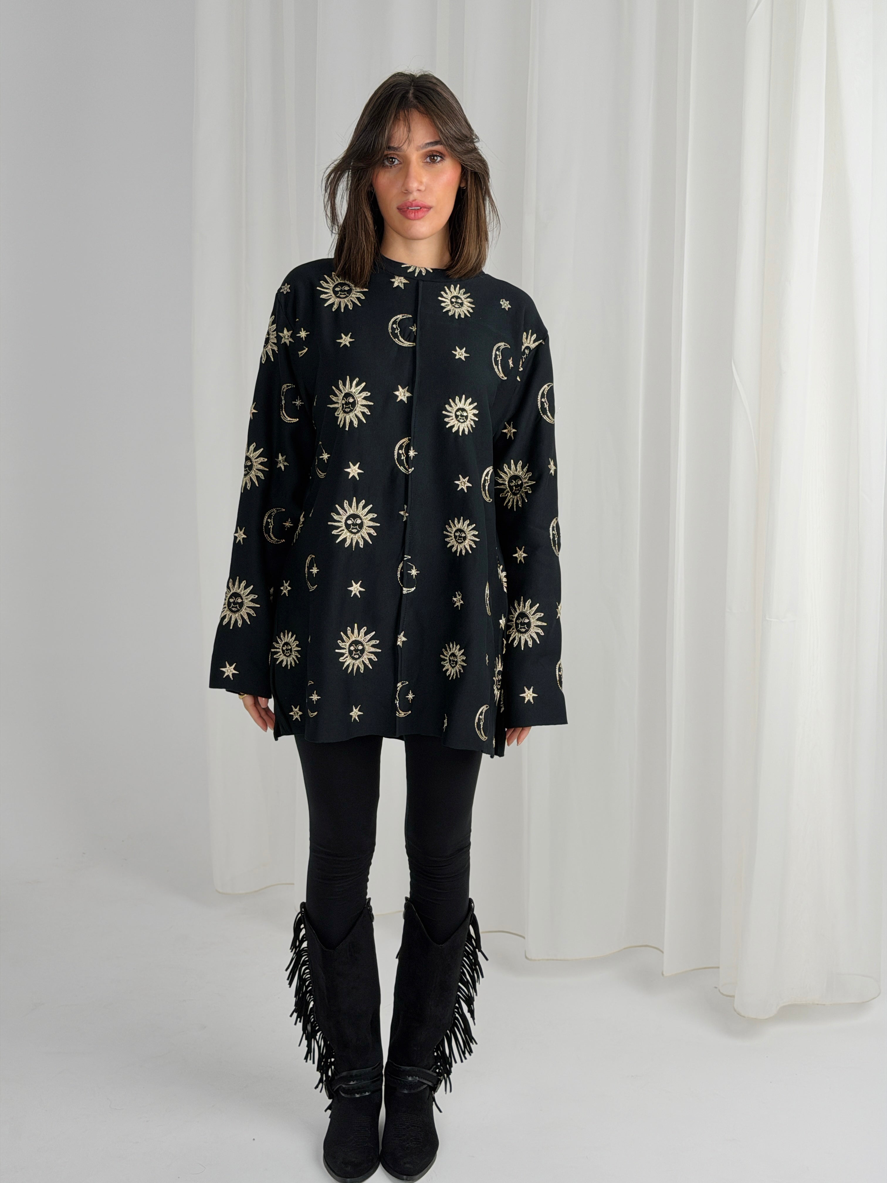 Athena Embroidered Sweater - Black