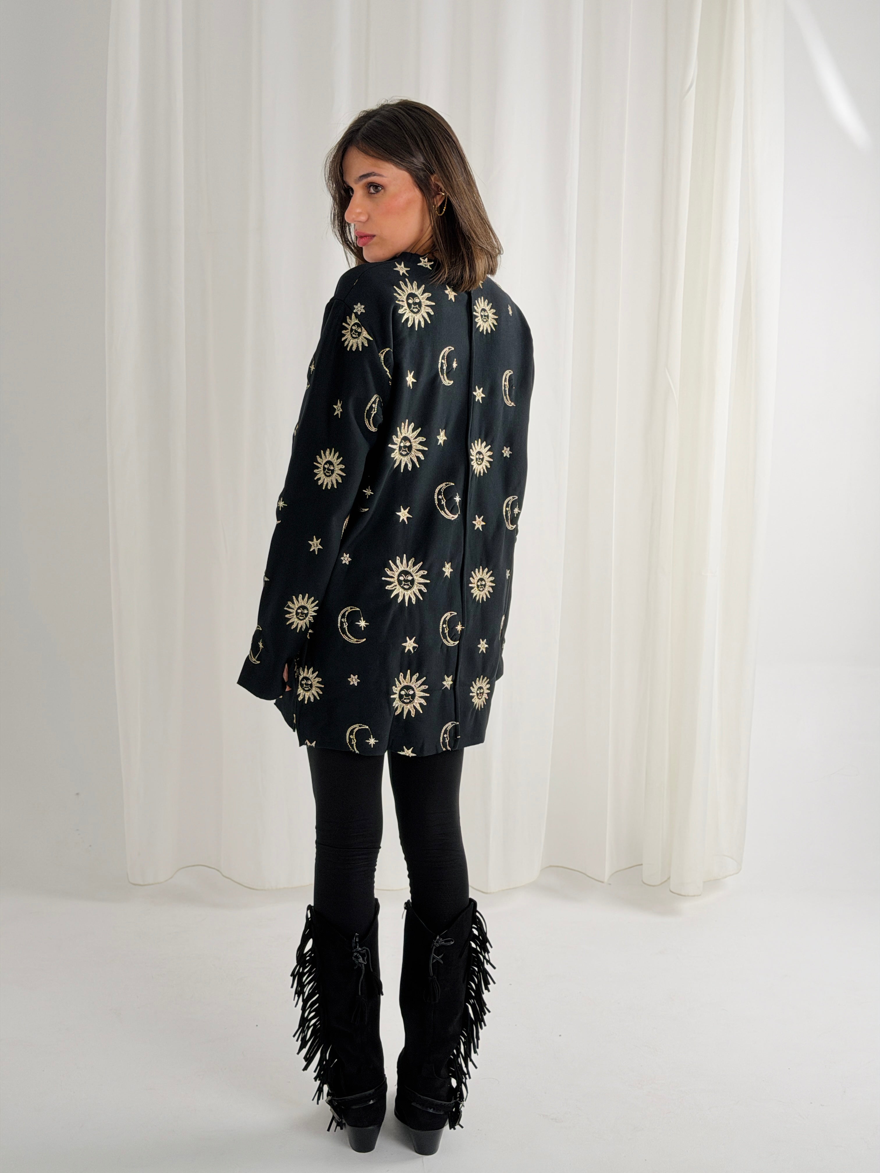 Athena Embroidered Sweater - Black