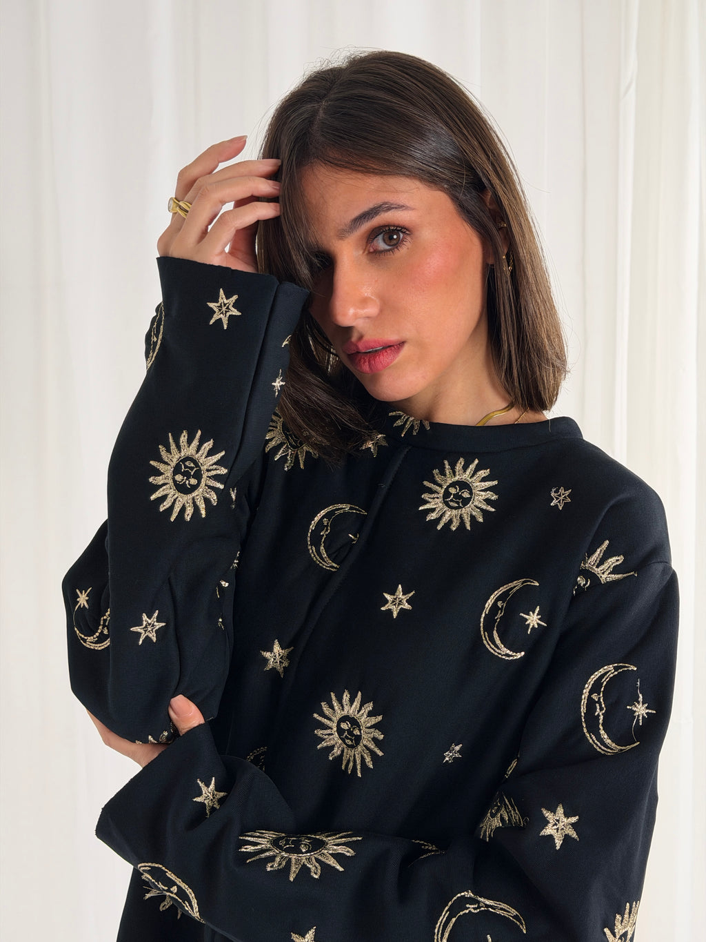 Athena Embroidered Sweater - Black