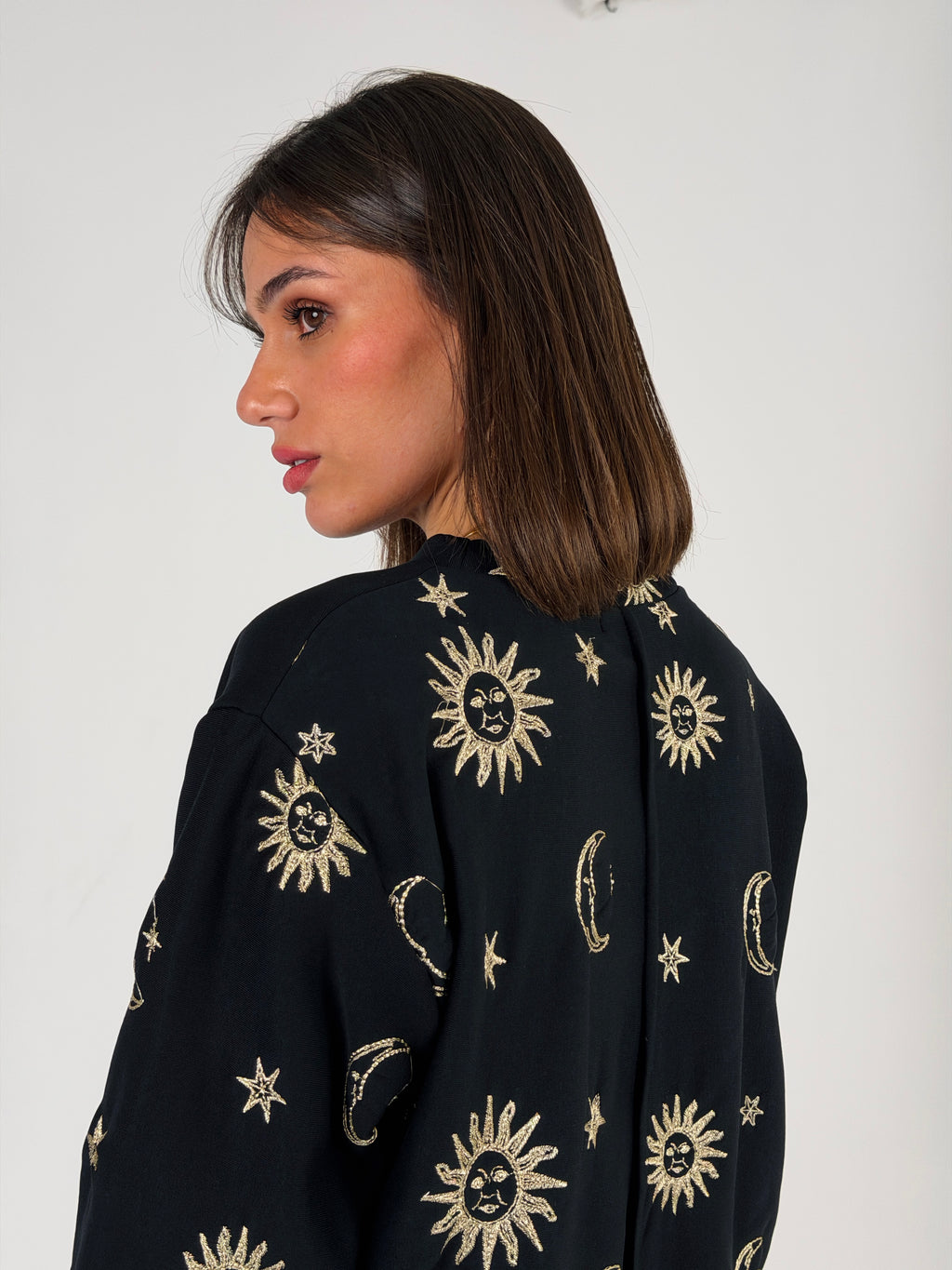 Athena Embroidered Sweater - Black