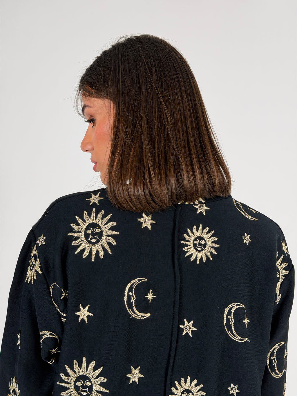 Athena Embroidered Sweater - Black