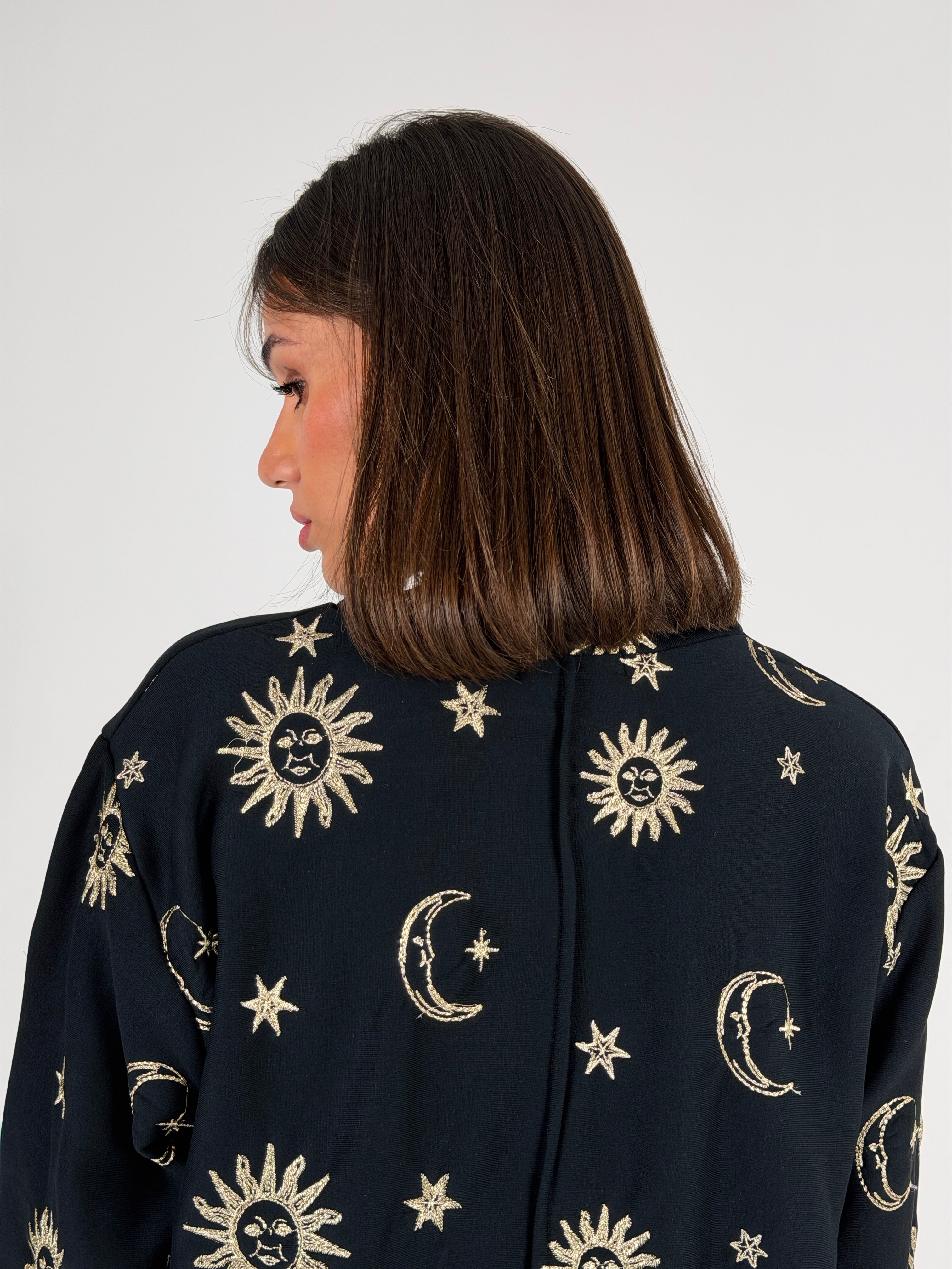 Athena Embroidered Sweater - Black