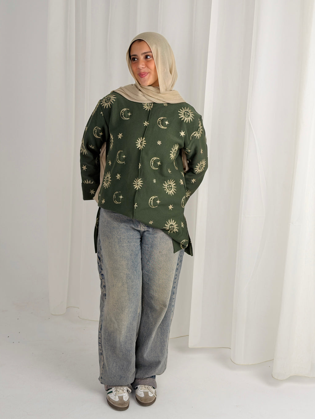 Athena Embroidered Sweater - Olive