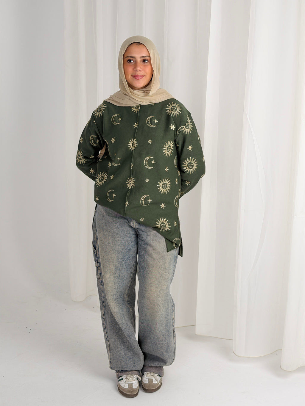 Athena Embroidered Sweater - Olive