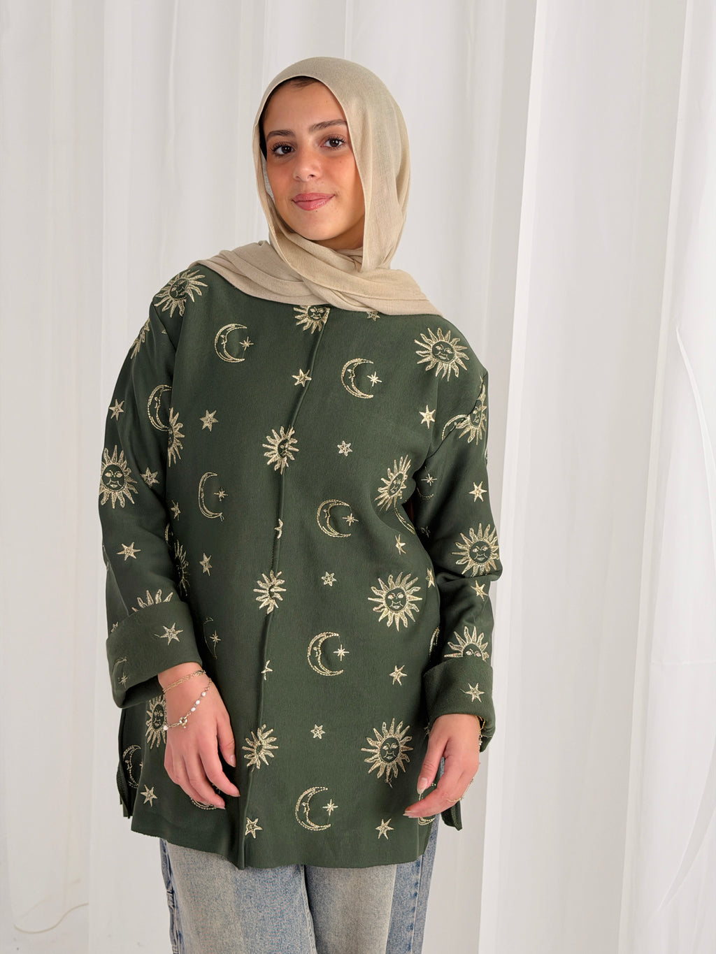 Athena Embroidered Sweater - Olive