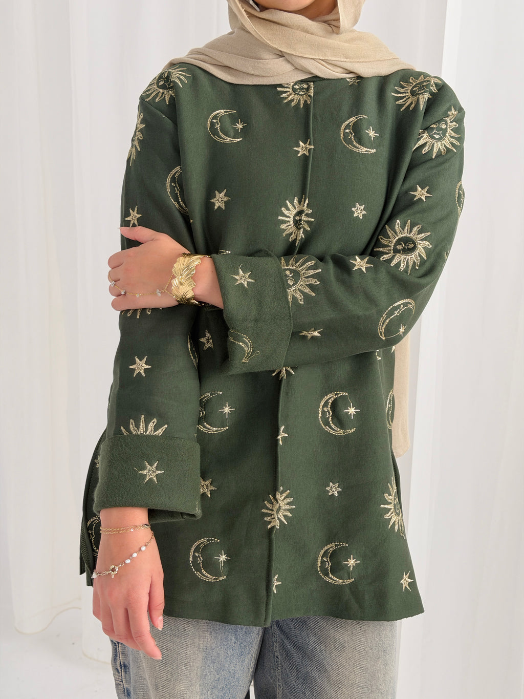 Athena Embroidered Sweater - Olive