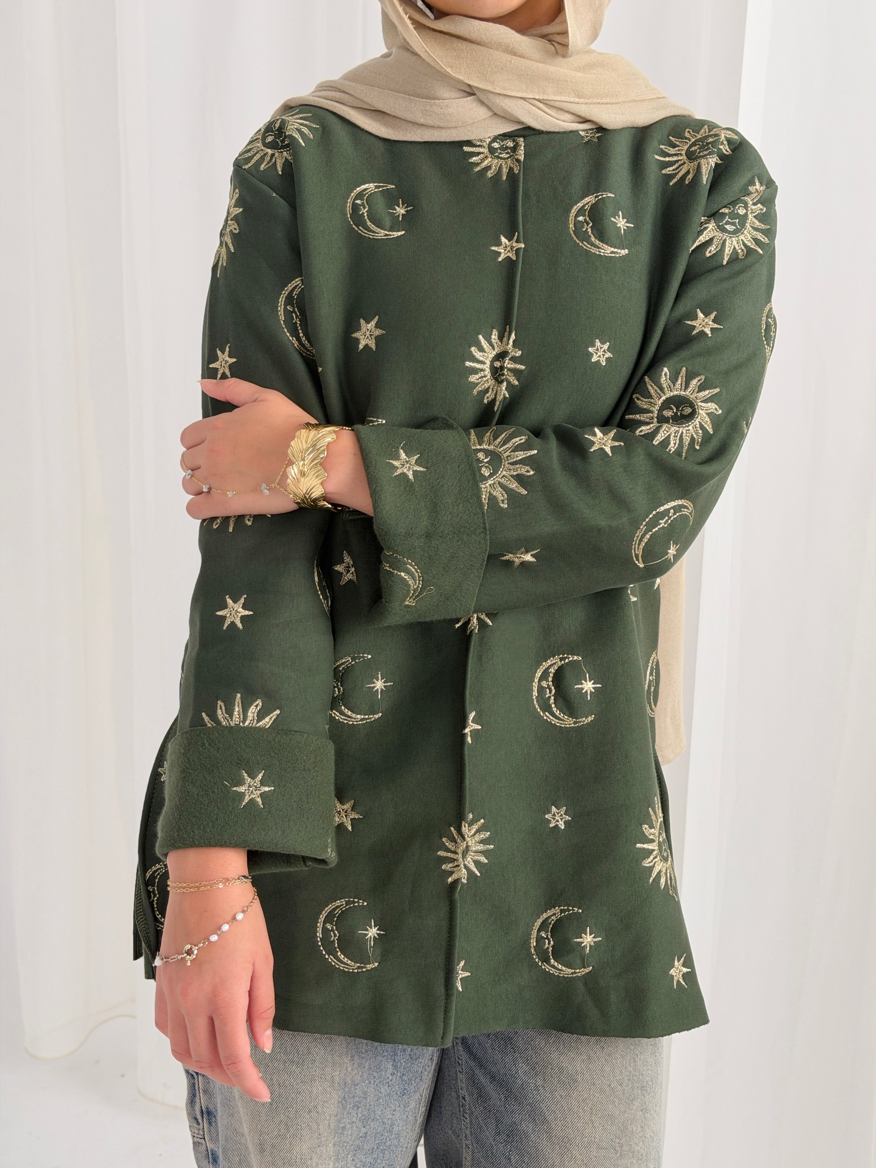 Athena Embroidered Sweater - Olive