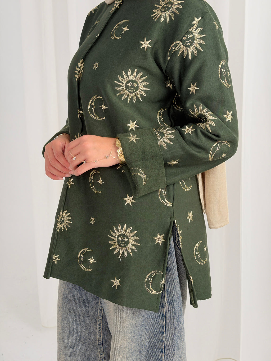 Athena Embroidered Sweater - Olive