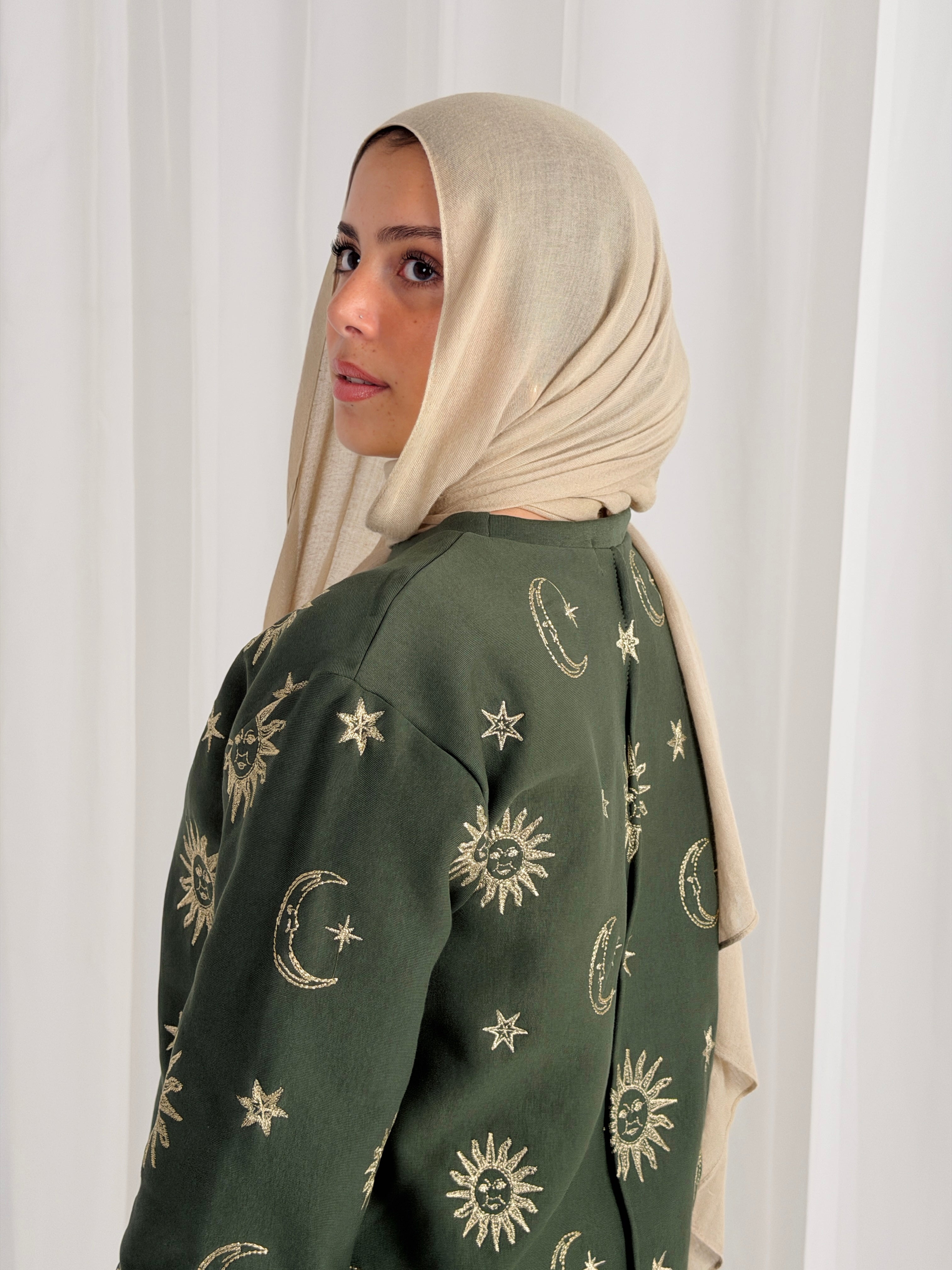 Athena Embroidered Sweater - Olive