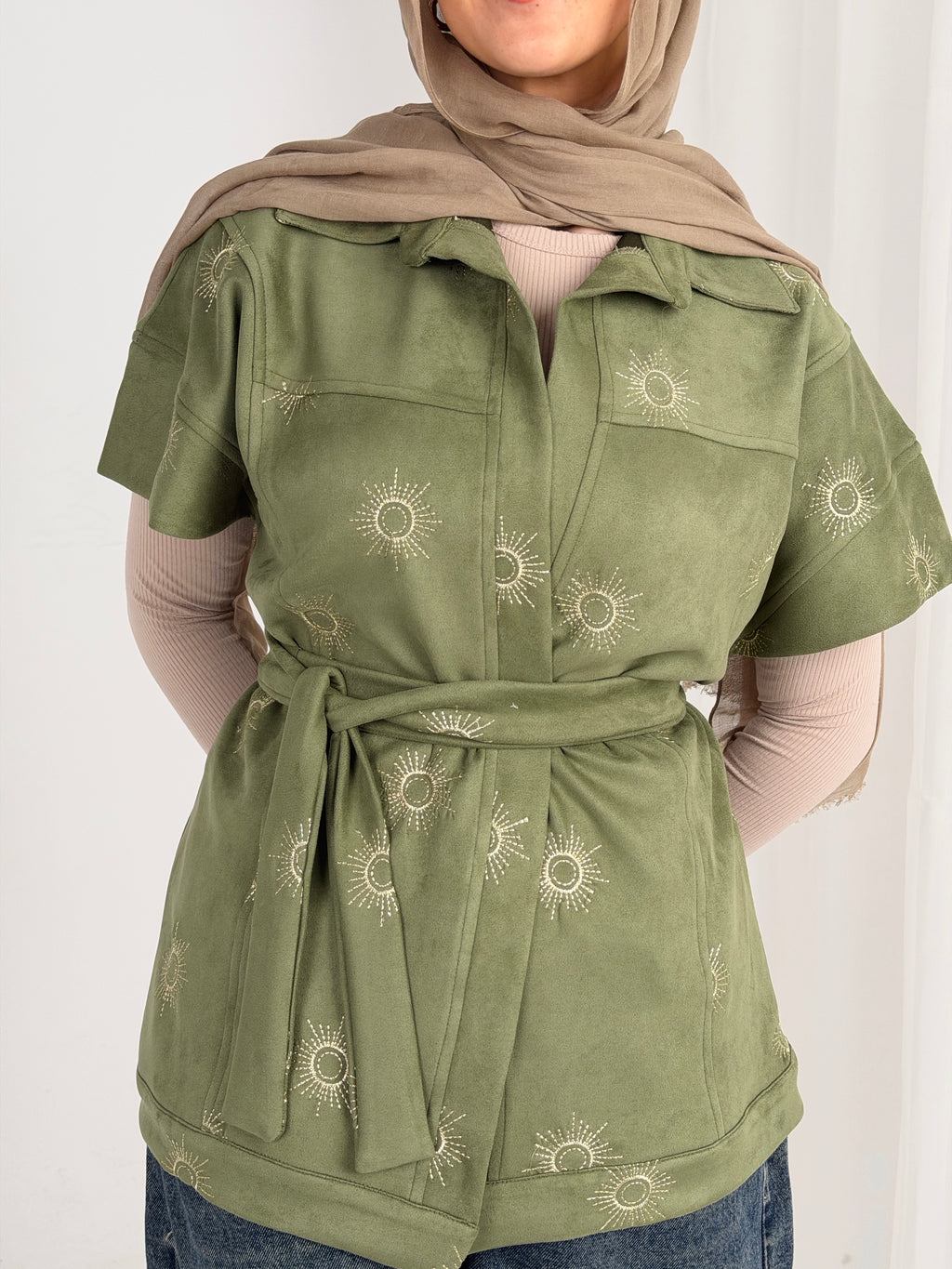 Royal Aton Embroidered Vest - Olive