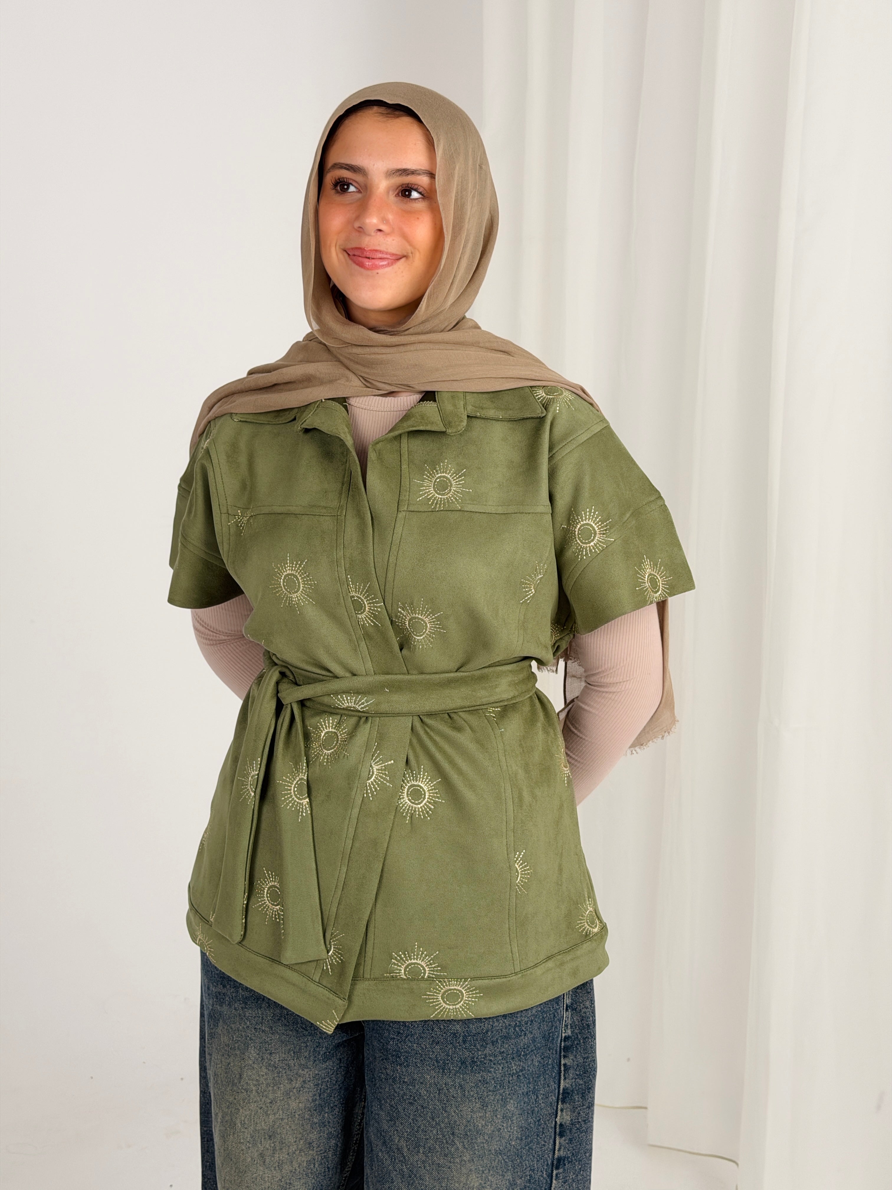 Royal Aton Embroidered Vest - Olive