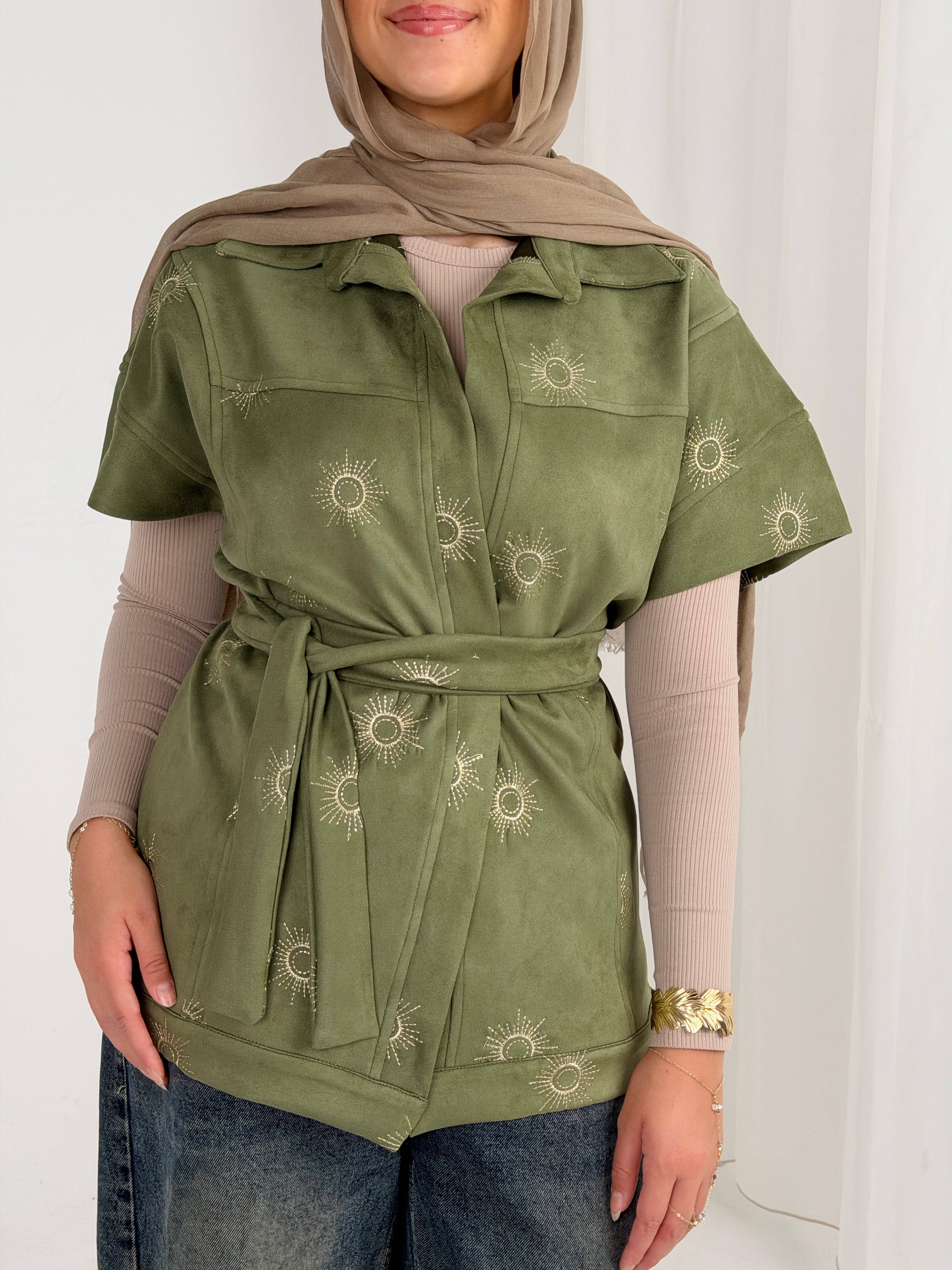 Royal Aton Embroidered Vest - Olive