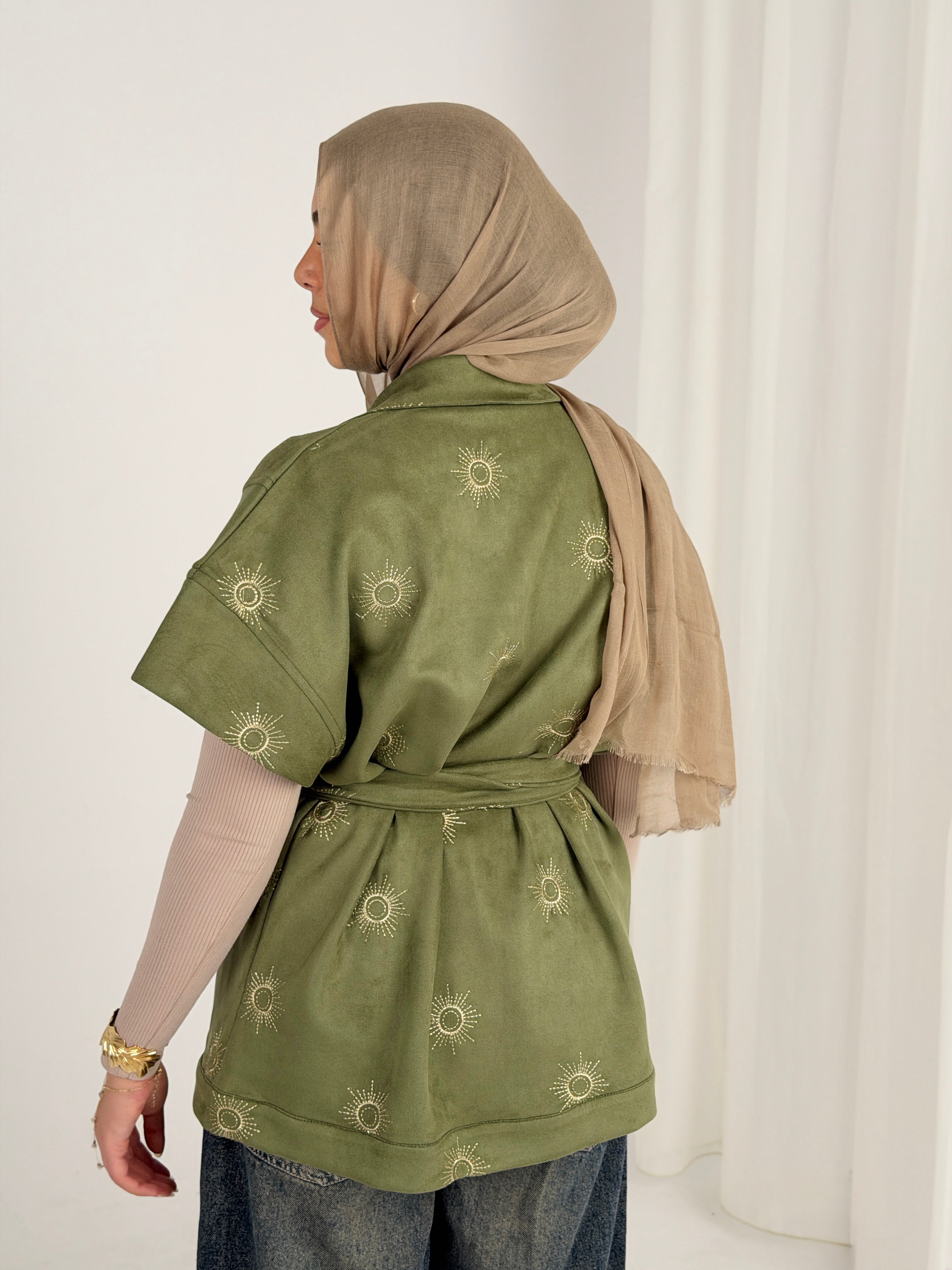 Royal Aton Embroidered Vest - Olive