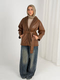 Gold for Her Padded Leather Coat - Brown
