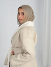 Gold for Her Padded Leather Coat - Light Beige