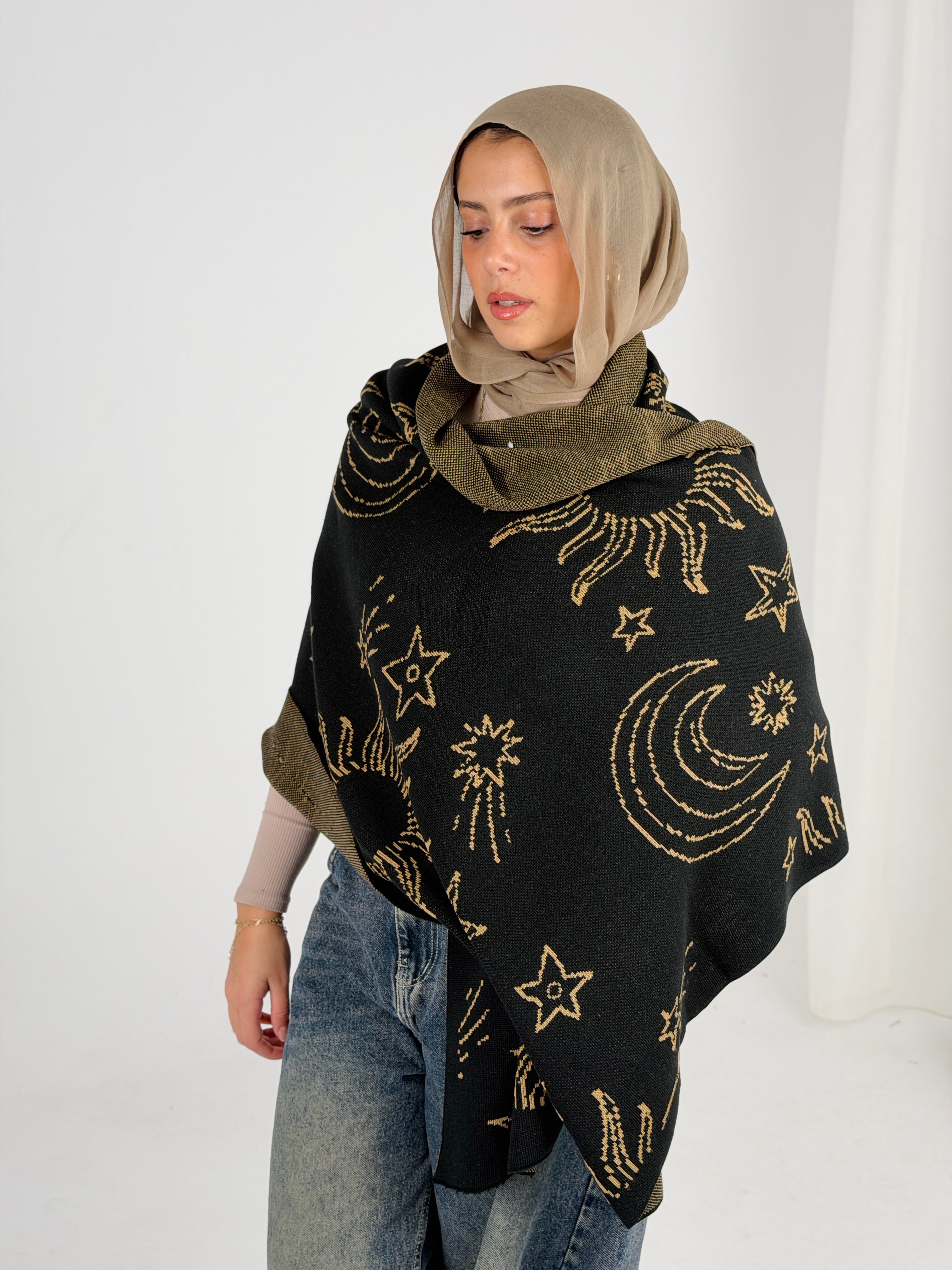 Falak Knit Scarf -  Black
