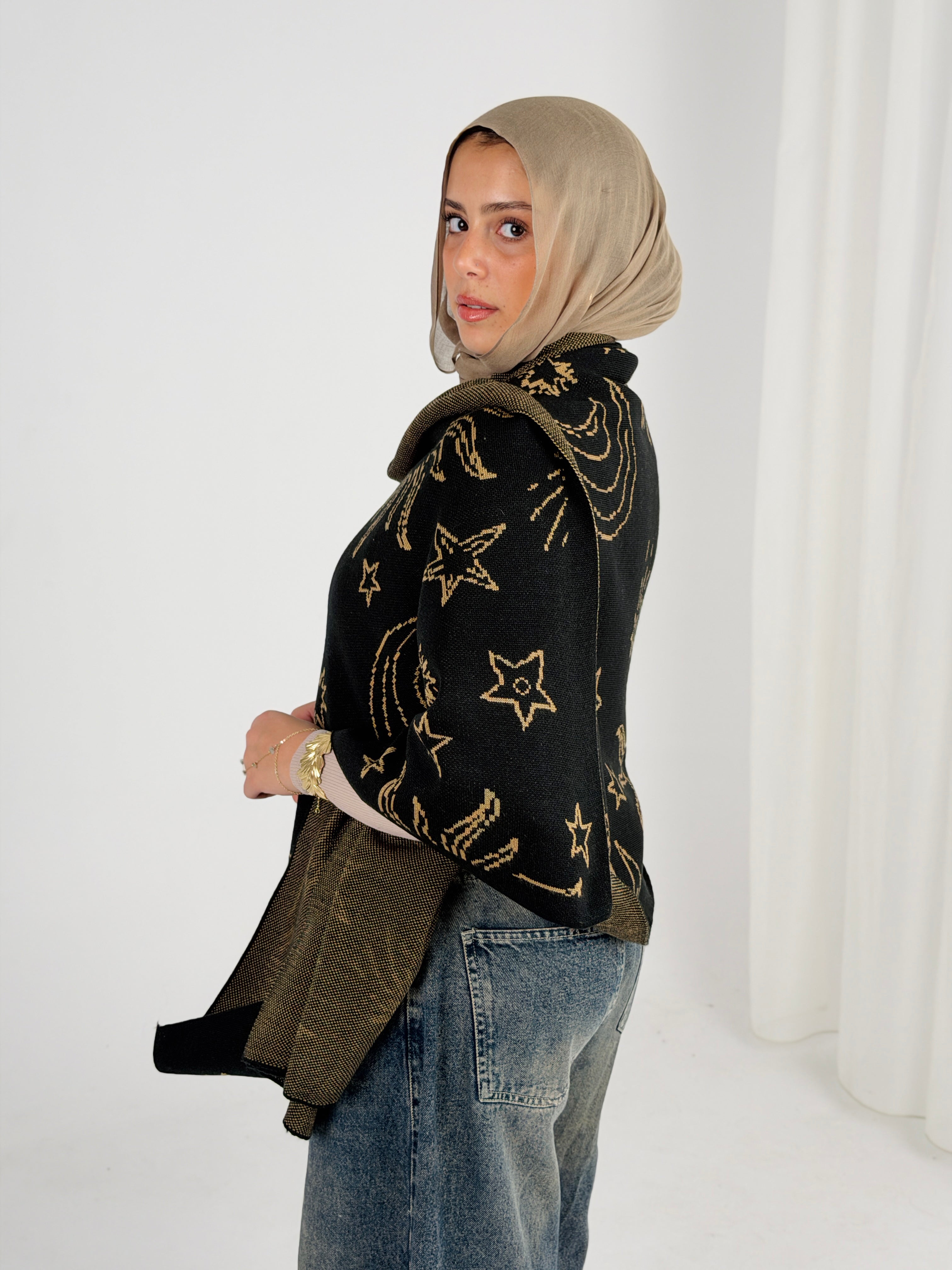 Falak Knit Scarf -  Black