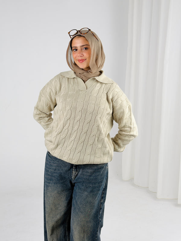Self Love Cable Sweater - Light Beige