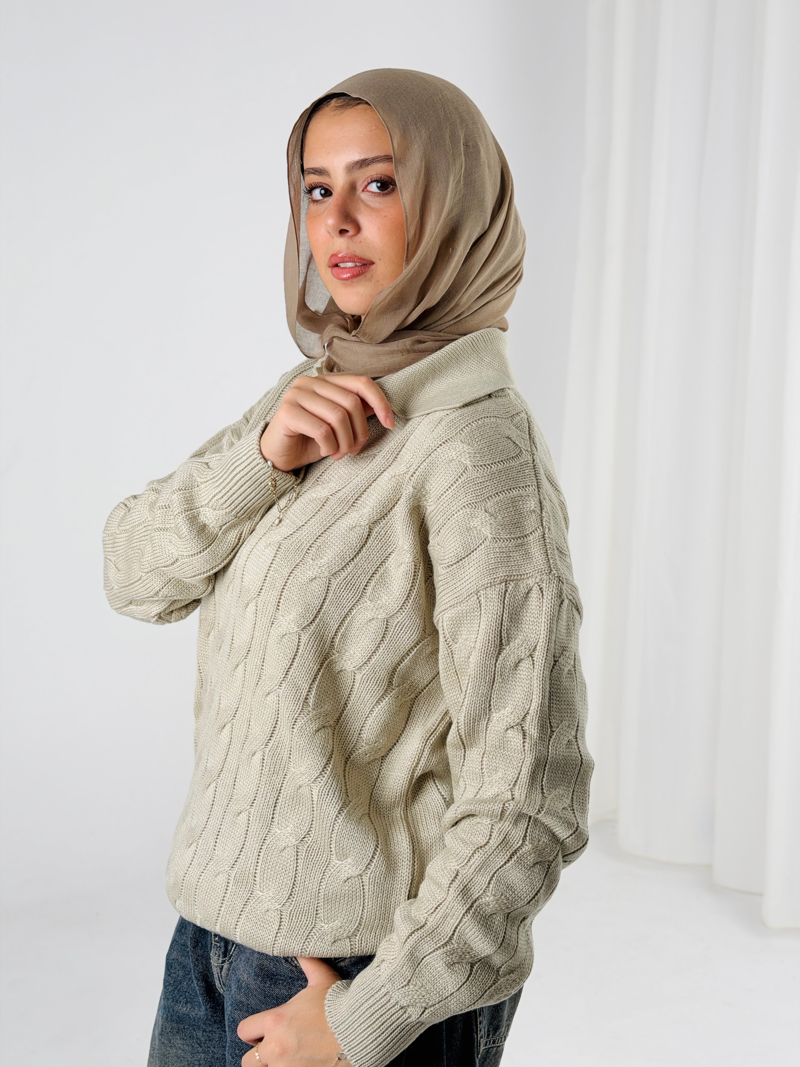 Self Love Cable Sweater - Light Beige