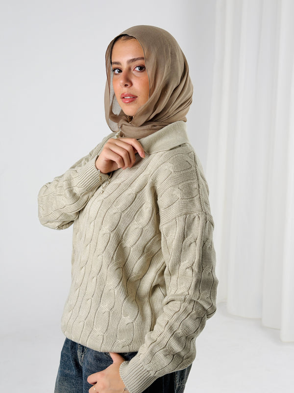 Self Love Cable Sweater - Light Beige