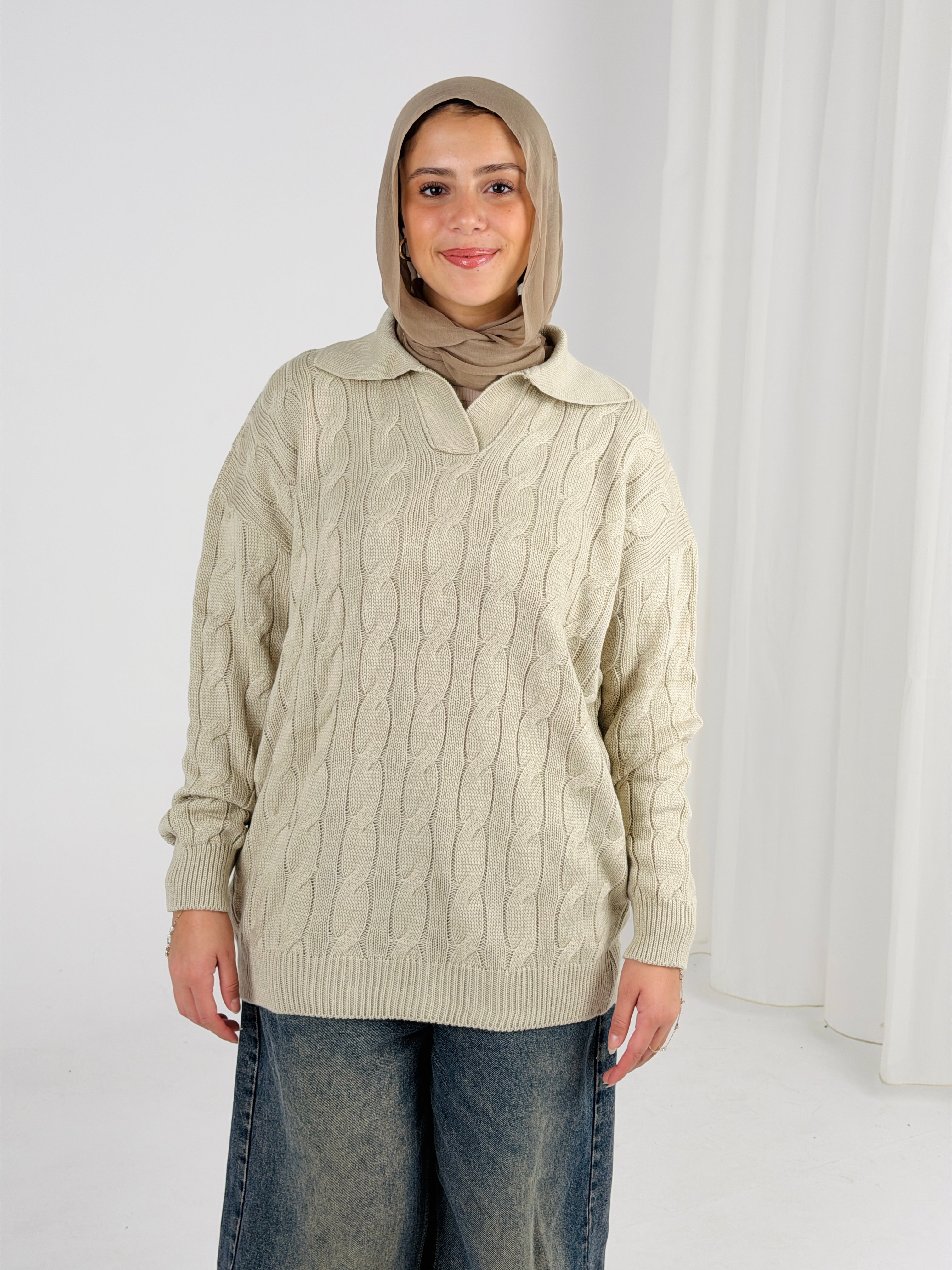 Self Love Cable Sweater - Light Beige