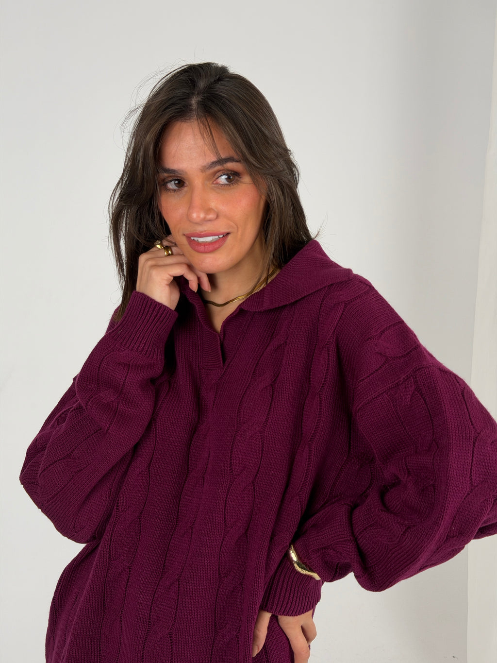 Self Love Cable Sweater - Raspberry 