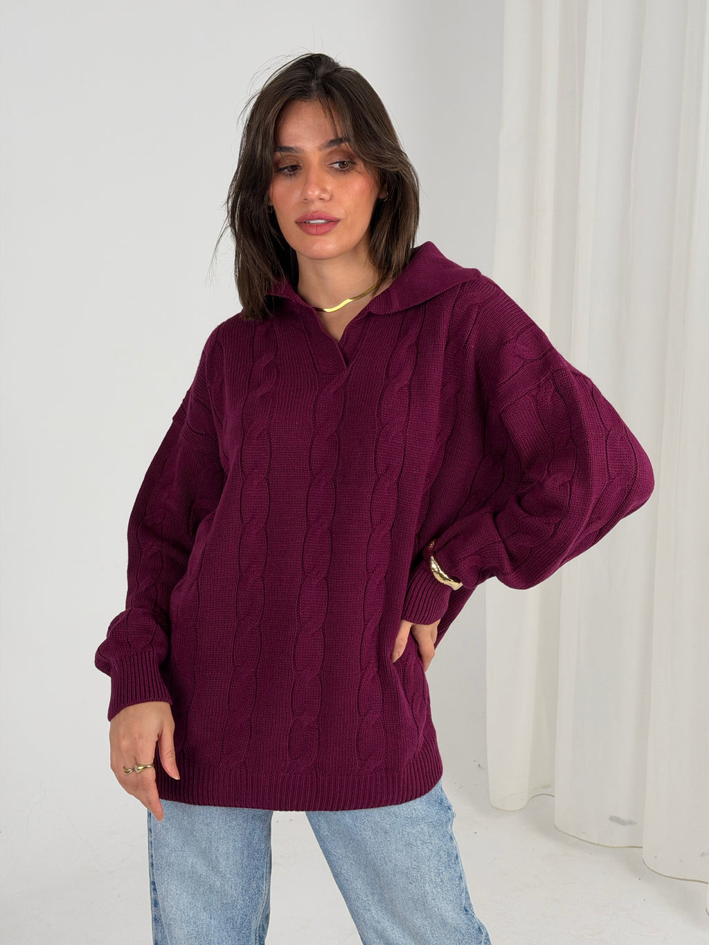 Self Love Cable Sweater - Raspberry 